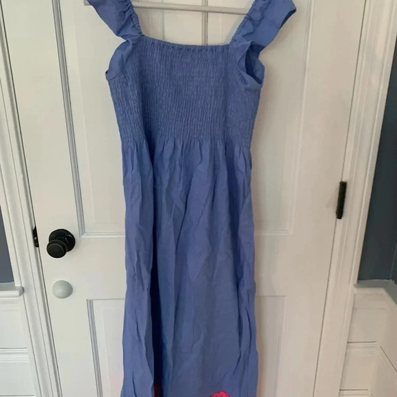 Sail to Sable Smocked Flutter Sleeve Dress with Ric Rac Trim NWT Size Small - Picture 4 of 8